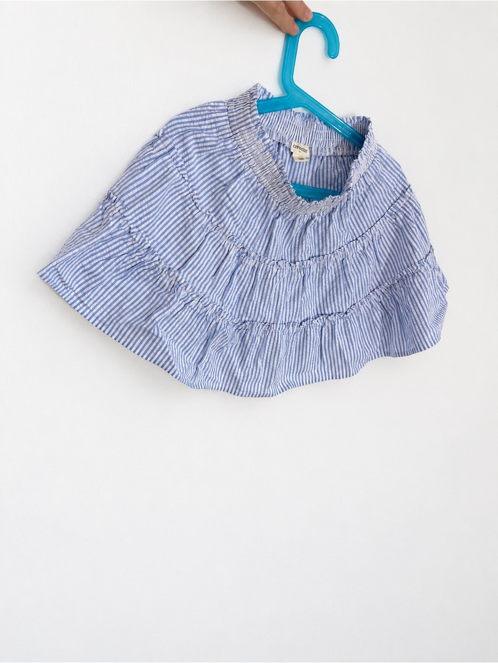 J.Crew Crewcuts Blue Striped Seersucker Tiered Skirt Size 8